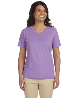 LAT Ladies Combed Cotton V-Neck T-Shirt L-3587 | Lavender - Front