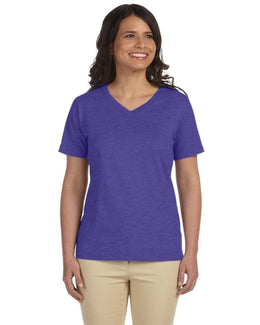 LAT Ladies Combed Cotton V-Neck T-Shirt L-3587 | Vintage Purple - Front