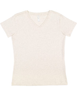 LAT Ladies Combed Cotton V-Neck T-Shirt L-3587 | Natural Heather - Front