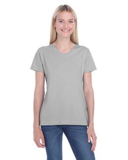 LAT Ladies Combed Cotton V-Neck T-Shirt L-3587 | Titanium - Front