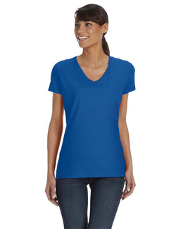 Fruit of the Loom Ladies 100% Heavy Cotton HD V-Neck T-Shirt L39VR | Royal - Front