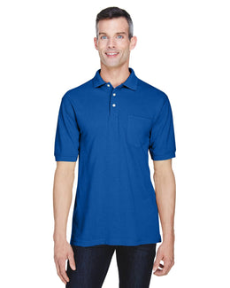 Harriton Easy Blend Pocket Polo Shirt M265P | True Royal - Front