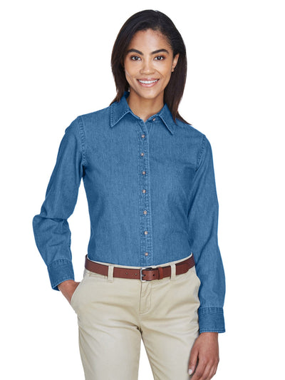 Harriton Ladies Long Sleeve Denim Shirt