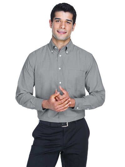 Harriton Mens Long Sleeve Oxford with Stain-Release
