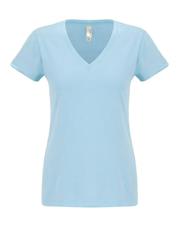 Next Level Ladies Sueded V-Neck Tee N6480 | Light Blue - Front