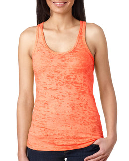 Next Level Ladies Burnout Racerback Tank N6533 | Neon Orange - Front