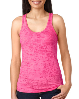 Next Level Ladies Burnout Racerback Tank N6533 | Shocking Pink - Front