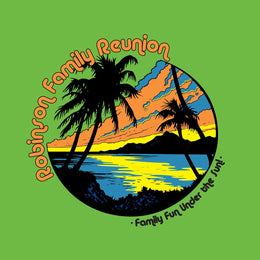 Hawaiian beach scene family reunion t-shirt
