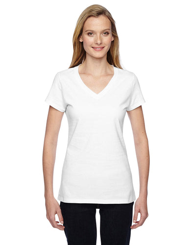 Fruit of the Loom Ladies 100% Sofspun V-Neck T-Shirt SFJVR | White - Front