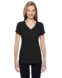 Fruit of the Loom Ladies 100% Sofspun V-Neck T-Shirt SFJVR | Black - Front