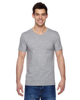 Fruit of the Loom 100% Sofspun Cotton V-Neck T-Shirt SFVR | Athletic Heather - Front