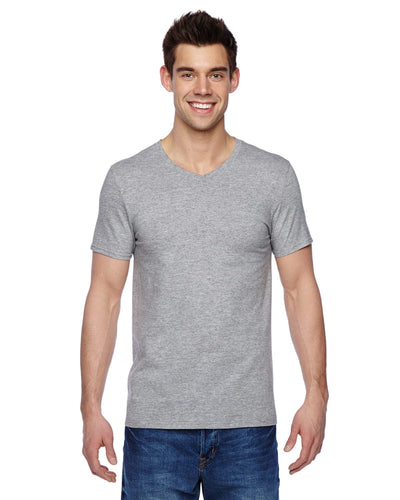 Fruit of the Loom 100% Sofspun Cotton V-Neck T-Shirt SFVR | Athletic Heather - Front