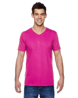 Fruit of the Loom 100% Sofspun Cotton V-Neck T-Shirt SFVR | Cyber Pink - Front