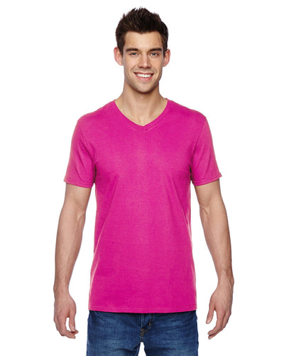Fruit of the Loom 100% Sofspun Cotton V-Neck T-Shirt SFVR | Cyber Pink - Front