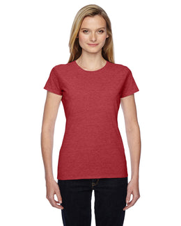 Fruit of the Loom Ladies 100% Sofspun Cotton Junior Crew T-Shirt SSFJR | Brick Heather - Front