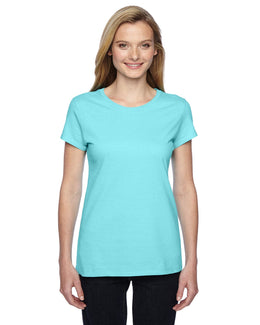 Fruit of the Loom Ladies 100% Sofspun Cotton Junior Crew T-Shirt SSFJR | Scuba Blue - Front