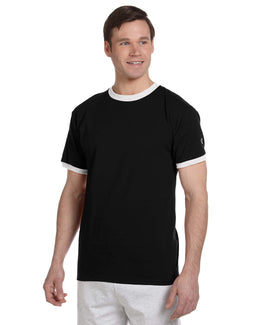Champion Tagless Ringer Tee T1396 | Black/ White - Front