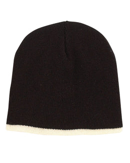 Big Accessories Knit Cap TNT | Black/ Cream - Front