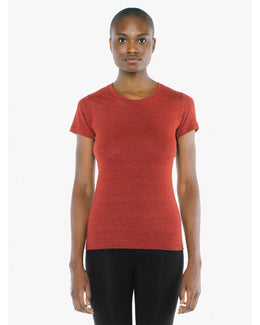 American Apparel Ladies Triblend Short Sleeve Track T-Shirt | Tri Red