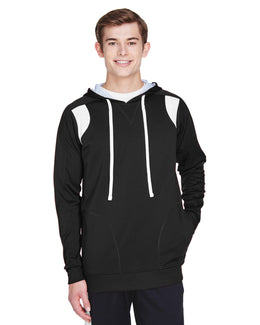 Team 365 Mens Elite Performance Hoodie TT30 | Black/ White - Front