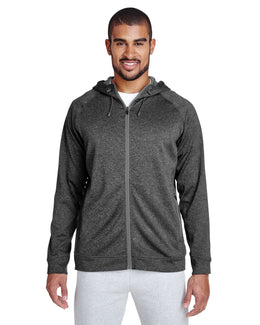 Team 365 Mens Excel Melange Performance Fleece Jacket TT38 | D Gry Hth/ Sp Gr - Front