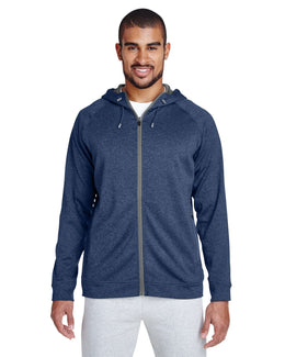 Team 365 Mens Excel Melange Performance Fleece Jacket TT38 | Sp D Nv Ht/ Sp G - Front