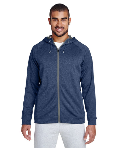 Team 365 Mens Excel Melange Performance Fleece Jacket TT38 | Sp D Nv Ht/ Sp G - Front
