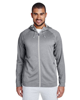 Team 365 Mens Excel Melange Performance Fleece Jacket TT38 | Ath Hth/ Sp Silv - Front