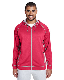 Team 365 Mens Excel Melange Performance Fleece Jacket TT38 | Sp Rd Ht/ Sp Sil - Front