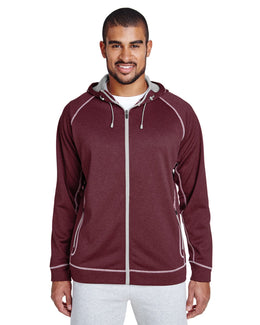Team 365 Mens Excel Melange Performance Fleece Jacket TT38 | Sp Mr Ht/ Sp Sil - Front
