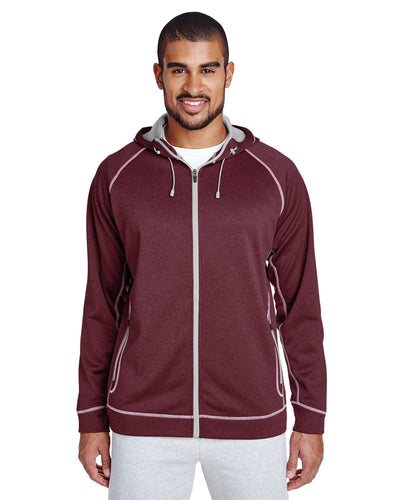 Team 365 Mens Excel Melange Performance Fleece Jacket TT38 | Sp Mr Ht/ Sp Sil - Front