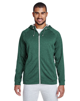 Team 365 Mens Excel Melange Performance Fleece Jacket TT38 | Sp Fr Ht/ Sp Sil - Front