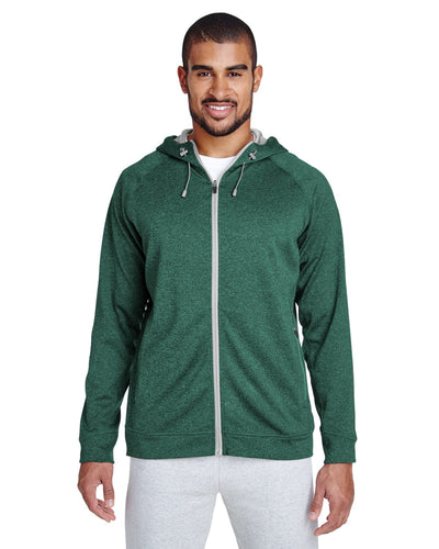 Team 365 Mens Excel Melange Performance Fleece Jacket TT38 | Sp Fr Ht/ Sp Sil - Front