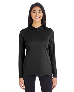Team 365 Ladies Zone Performance Hoodie TT41W | Black - Front