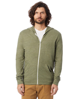 Alternative Unisex Eco-Jersey Zip Hoodie AA1970 | Eco Tr Army Grn - Front