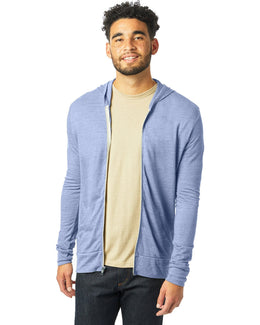Alternative Unisex Eco-Jersey Zip Hoodie AA1970 | Eco Pacific Blue - Front