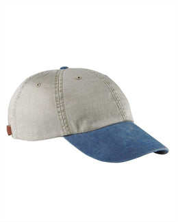Adams Low-Profile Washed Pigment-Dyed Cap AD969 | Stone/ Royal - Front