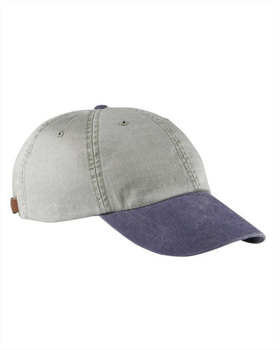 Adams Low-Profile Washed Pigment-Dyed Cap AD969 | Stone/ Navy - Front
