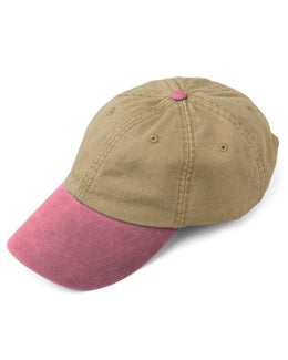 Adams Low-Profile Washed Pigment-Dyed Cap AD969 | Khaki/ Coral - Front
