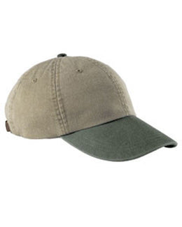 Adams Low-Profile Washed Pigment-Dyed Cap AD969 | Khk/ Spruce Grn - Front