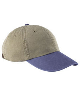 Adams Low-Profile Washed Pigment-Dyed Cap AD969 | Khaki/ Royal - Front
