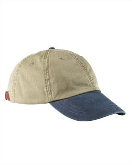 Adams Low-Profile Washed Pigment-Dyed Cap AD969 | Khaki/ Navy - Front