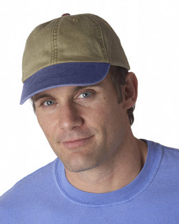 Adams Low-Profile Washed Pigment-Dyed Cap AD969 | Khaki/ Purple - Front