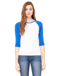 Bella+Canvas Ladies Baseball Tee B2000 | White/ Tr Royal - Front