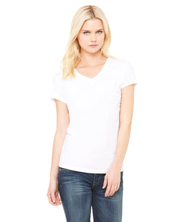 Bella+Canvas Ladies Short Sleeve V-Neck T-Shirt B6005 | White - Front