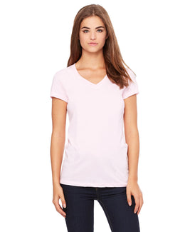 Bella+Canvas Ladies Short Sleeve V-Neck T-Shirt B6005 | Pink - Front