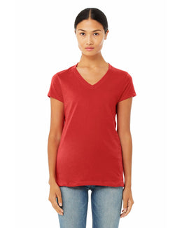 Bella+Canvas Ladies Short Sleeve V-Neck T-Shirt B6005 | Red - Front