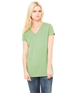 Bella+Canvas Ladies Short Sleeve V-Neck T-Shirt B6005 | Leaf - Front