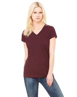 Bella+Canvas Ladies Short Sleeve V-Neck T-Shirt B6005 | Maroon - Front