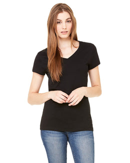 Bella+Canvas Ladies Short Sleeve V-Neck T-Shirt B6005 | Black - Front